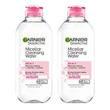 Garnier SkinActive Micellar Water for All Skin Types, Facial Cleanser & Makeup Remover, 13.5 Fl Oz (400mL), 2 Count (Packaging May Vary)