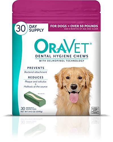 ORAVET Dental Chews for Dogs, Oral Care and Hygiene Chews (Large Dogs, Over 50 lbs.) Pink Pouch, 14 Count