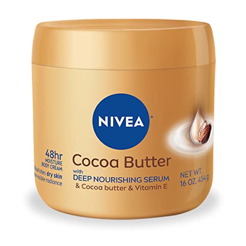 NIVEA Cocoa Butter Body Cream with Deep Nourishing Serum, Cocoa Butter Cream for Dry Skin, 16 Ounce Jar