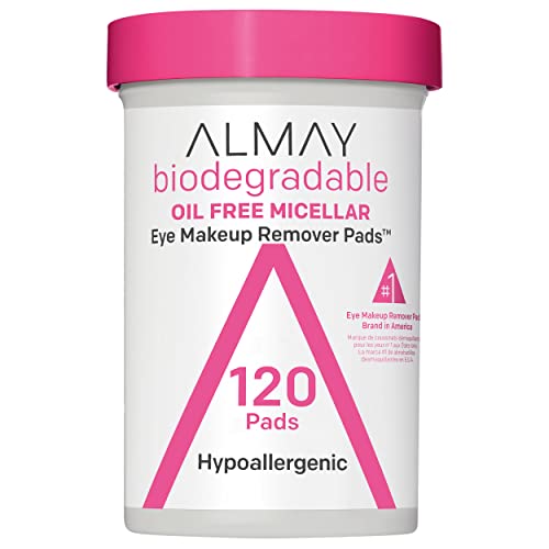 Almay Makeup Remover Pads, Micellar Gentle, Longwear & Waterproof, Hypoallergenic, Fragrance Free, Dermatologist & Ophthalmologist Tested, 120 Pads (Pack of 1)