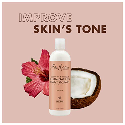 SheaMoisture Coconut Oil and Hibiscus Illuminating Body Lotion for Dull, Dry Skin, 13 Fl Oz