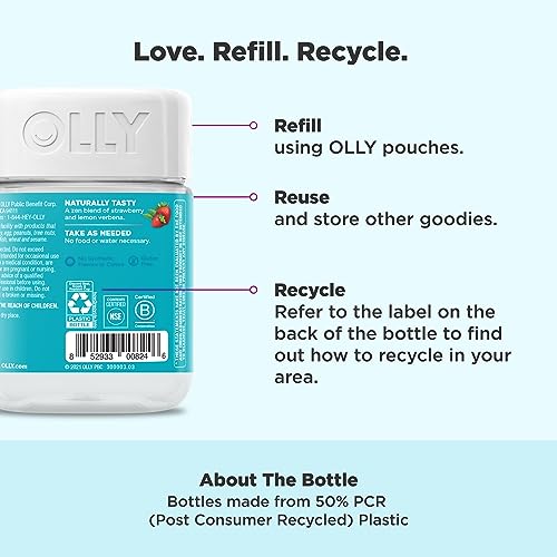 OLLY Goodbye Stress Gummy, GABA, L-Theanine, Lemon Balm, Stress Relief Supplement, Berry - 60 Count