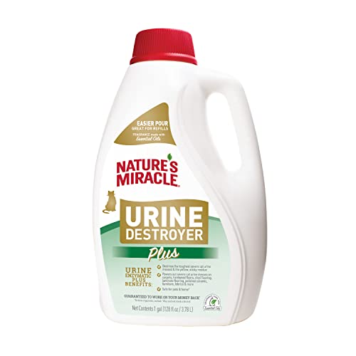 Natures Miracle Urine Destroyer Plus Cat, 128 Ounce, Tough on Strong Cat Urine and The Yellow Sticky Residue