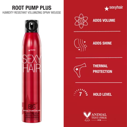 SexyHair Big Root Pump Plus Volumizing Spray Mousse, 10 Oz | Volume with High Hold | Up to 72 Hour Humidity Resistance