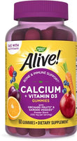 Natures Way Premium Calcium + Vitamin D3 Gummy with Orchard Fruits & Garden Veggies Powder Blend, Strawberry and Raspberry Lemonade Flavored, 60 Gummies