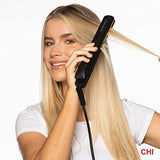 CHI Original Ceramic Hair Straightening Flat Iron | 1 Plates | Black | Professional Salon Model Hair Straightener | Includes Heat Protection Pad