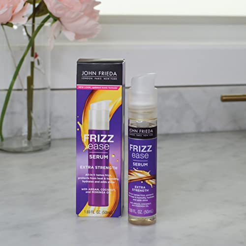 John Frieda Anti Frizz, Frizz Ease Extra Strength Hair Serum with Argan Oil, Anti-Frizz Nourishing Treatment for Thick, Coarse Hair, 1.69 Ounce (2 Pack)