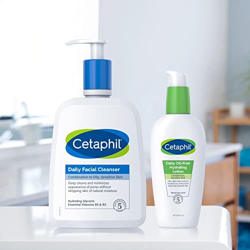 Cetaphil Face Wash, Daily Facial Cleanser for Sensitive, Combination to Oily Skin, NEW 16 oz, Fragrance Free,Gentle Foaming, Soap Free, Hypoallergenic