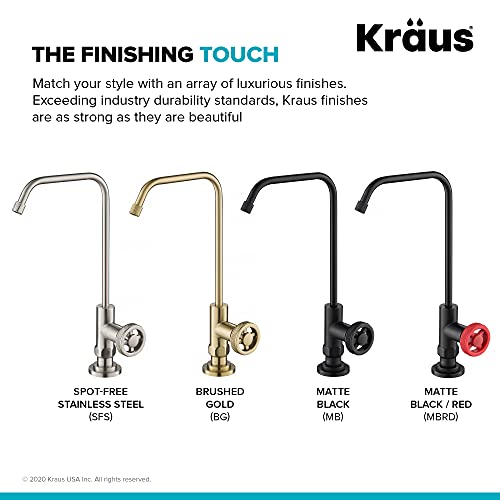 KRAUS Urbix 100% Lead-Free Kitchen Water Filter Faucet in Matte Black/Red, FF-101MBRD