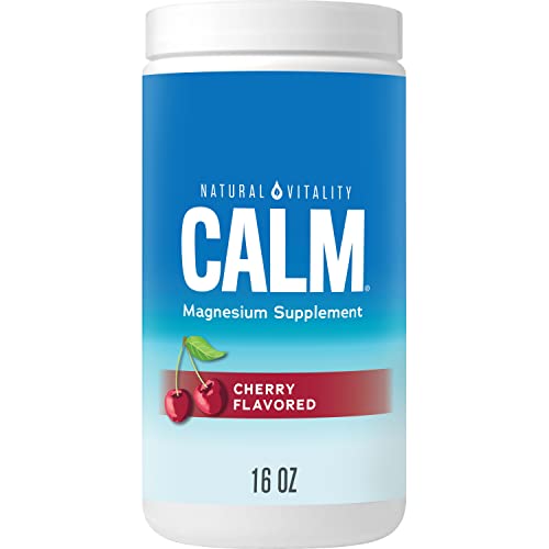 Natural Vitality Calm, Magnesium Citrate Supplement, Drink Mix Powder Supports a Healthy Response to Stress, Gluten Free, Vegan, & Non-GMO, Cherry, 16 Oz