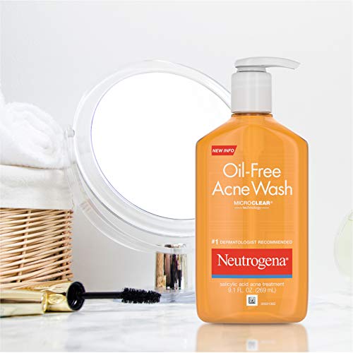 Neutrogena Oil-Free Acne Fighting Facial Cleanser with Salicylic Acid Acne Treatment medicine,, Daily Oil Free Acne Face Wash for Acne-Prone Skin with Salicylic Acid Medicine, 9.1 fl. oz