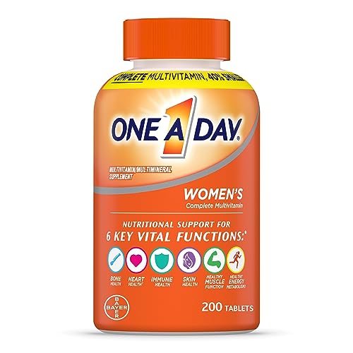 ONE A DAY Womens Complete Daily Multivitamin with Vitamin A, B , C, D, and E, Calcium and Magnesium, Immune Health Support, 200 Count