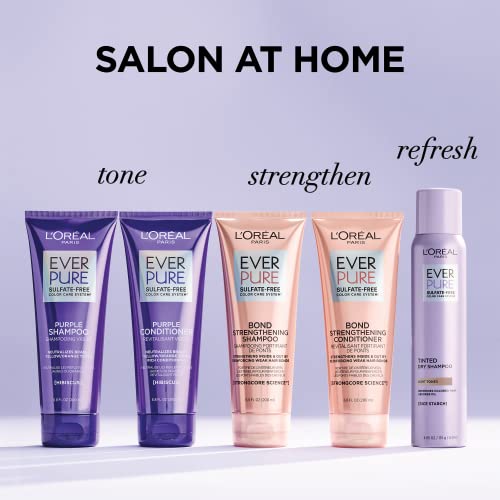 LOreal Paris Sulfate Free Purple Shampoo and Conditioner Set for blonde hair, EverPure 1 kit