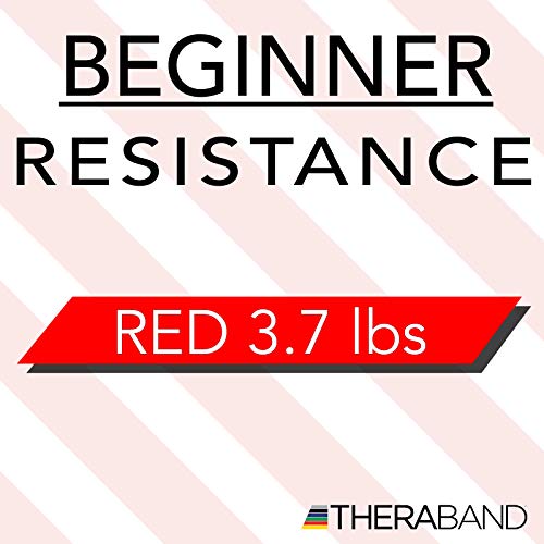 THERABAND Resistance Band 25 Yard Roll, Medium Red Non-Latex Professional Elastic Bands For Upper & Lower Body Exercise Workouts, Physical Therapy, Pilates, & Rehab, Dispenser Box, Beginner Level 3