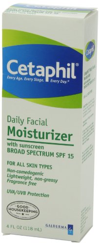 Cetaphil Daily Facial Moisturizer SPF 15, 4 Fl Oz, Gentle Facial Moisturizer for Dry to Normal Skin Types, No Added Fragrance, Pack of 2, (Packaging May Vary)