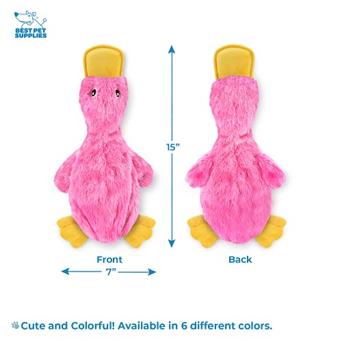 Best Pet Supplies Crinkle Dog Toy for Small, Medium, and Large Breeds, Cute No Stuffing Duck with Soft Squeaker, Fun for Indoor Puppies and Senior Pups, Plush No Mess Chew and Play - Light Pink