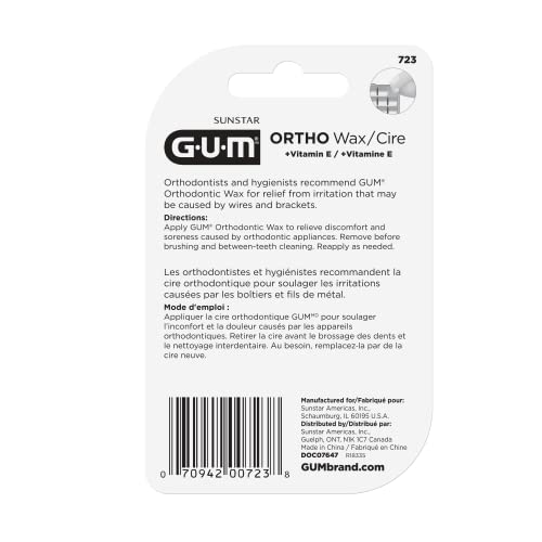 GUM - 10070942007235 Orthodontic Wax with Vitamin E and Aloe Vera (Pack of 6)