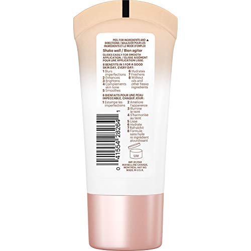 Maybelline New York Dream Fresh Skin Hydrating BB cream, 8-in-1 Skin Perfecting Beauty Balm with Broad Spectrum SPF 30, Sheer Tint Coverage, Oil-Free, Light, 1 Fl Oz