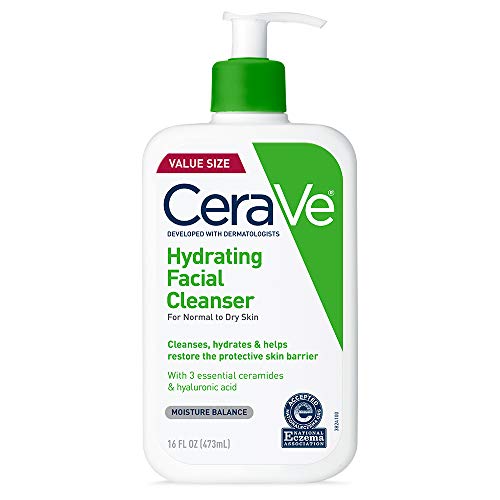 CeraVe Hydrating Facial Cleanser | Moisturizing Non-Foaming Face Wash with Hyaluronic Acid, Ceramides and Glycerin | Fragrance Free Paraben Free | 19 Fluid Ounce