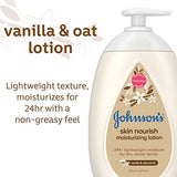 Johnsons Skin Nourish Moisturizing Baby Lotion for Dry Skin with Vanilla & Oat Scents, Gentle & Lightweight Body Lotion for The Whole Family, Hypoallergenic, Dye-Free, 16.9 fl. oz