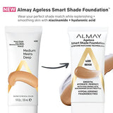 Almay Anti-Aging Foundation, Smart Shade Face Makeup with Hyaluronic Acid, Niacinamide, Vitamin C & E, Hypoallergenic-Fragrance Free, 200 Light Medium, 1 Fl Oz (Pack of 1)