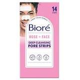 Bioré Nose+Face Blackhead Remover Pore Strips, 12 Nose + 12 Face Strips for Chin or Forehead, Deep Cleansing with Instant Blackhead Removal and Pore Unclogging, Non-Comedogenic Use, 24 Ct Value Size