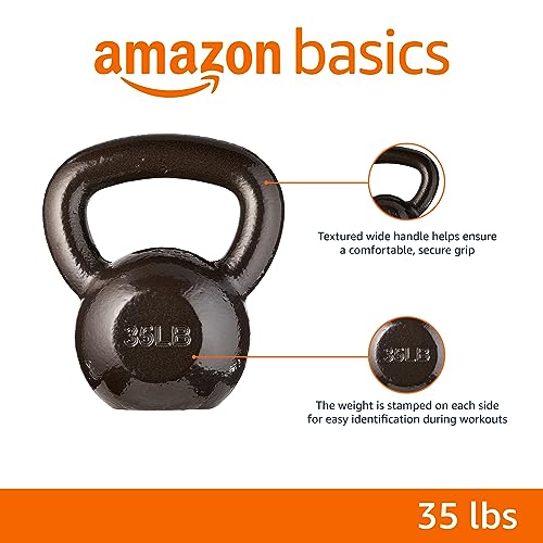 Amazon Basics Cast Iron Kettlebell with Enamel Finish, 35-Pound, Black