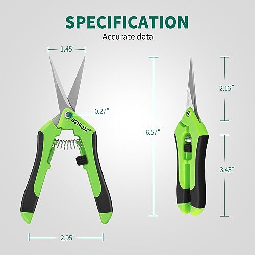 SZHLUX 1-Pack Pruning Shears, 6.5 Gardening Hand Pruner, Professional Pruning Scissors with Straight Stainless Steel Precision Blades