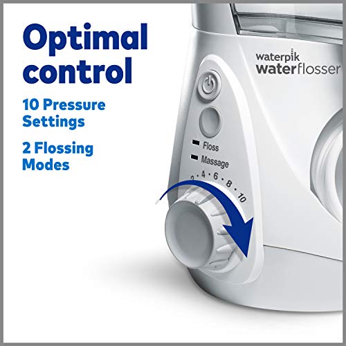 Waterpik Aquarius Water Flosser Professional For Teeth, Gums, Braces, Dental Care, Electric Power With 10 Settings, 7 Tips For Multiple Users And Needs, ADA Accepted, Gray WP-667CD