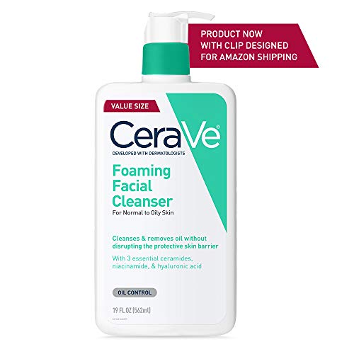 CeraVe Foaming Facial Cleanser | Daily Face Wash for Oily Skin with Hyaluronic Acid, Ceramides, and Niacinamide| Fragrance Free Paraben Free | 16 Fluid Ounce