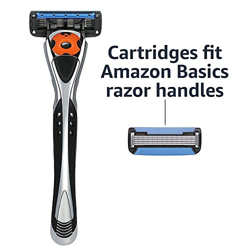 Amazon Basics 5-Blade Motion Sphere Razor for Men with Dual Lubrication and Precision Beard Trimmer, Handle & 2 Cartridges (Fits Amazon Basics Razor Handles only), Black (Previously Solimo)