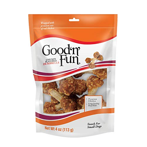 Good'N'Fun Chicken Flavored Dumbbells, Rawhide Snacks for Small Dogs