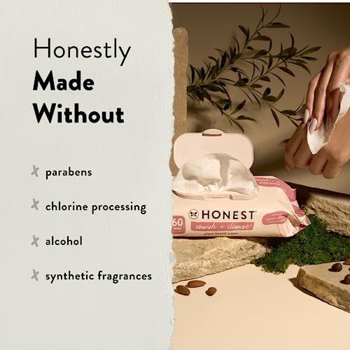 The Honest Company Hydrate + Cleanse Benefit Wipes | Cleansing Multi-Tasking Wipes | 99% Water, Plant-Based, Hypoallergenic | Aloe + Cucumber, 60 Count