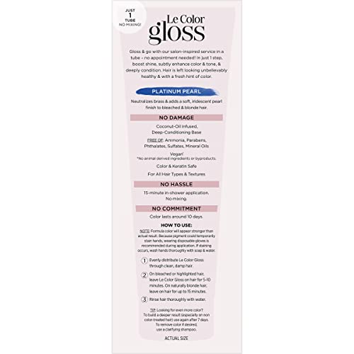 L’Oréal Paris Le Color Gloss One Step Toning Gloss, In-Shower Hair Toner with Deep Conditioning Treatment Formula for Gray Hair, Silver White, 1 Kit, 32.626 cubic_inches