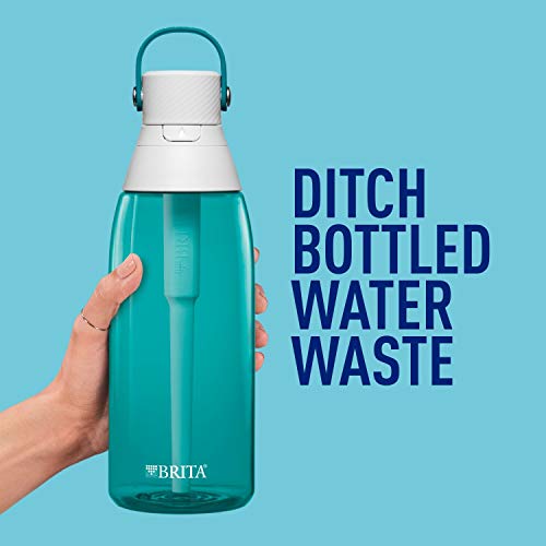 Brita Insulated Filtered Water Bottle with Straw, Reusable, BPA Free Plastic, Sea Glass, 36 Ounce