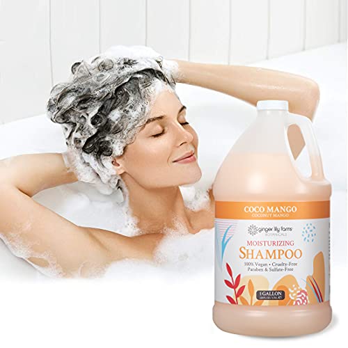 Ginger Lily Farms Botanicals Moisturizing Shampoo for All Hair Types, Coco Mango, 100% Vegan & Cruelty-Free, Coconut Mango Scent, 1 Gallon (128 fl oz) Refill