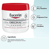 Eucerin Original Healing Cream, Fragrance Free Body Cream for Dry Skin, 2 Pack of 16 Oz Jars