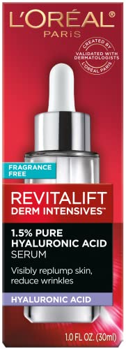 L'Oreal Paris Revitalift 1.5% Pure Hyaluronic Acid Face Serum, Hydrate & Reduce Wrinkles, Fragrance Free 1.7 oz