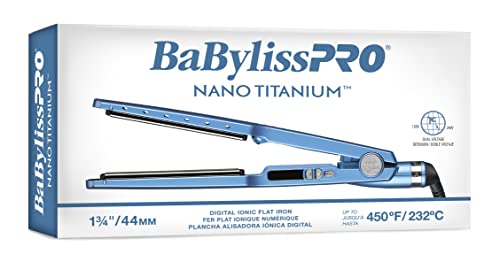 BaBylissPRO Flat Iron Hair Straightener, 1-3/4 Inch Nano Titanium Ionic, Hair Styling Tools & Appliances, BNT4094TUC