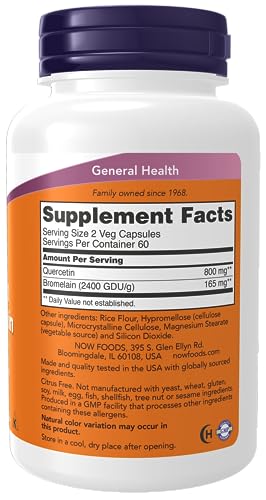 NOW Supplements, Quercetin with Bromelain, Balanced Immune System*, 120 Veg Capsules