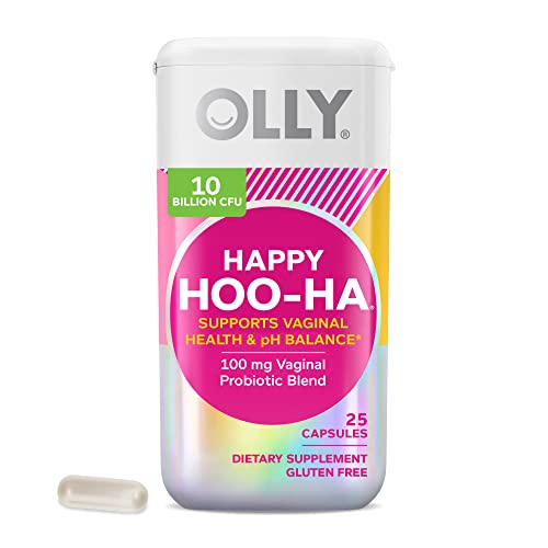 OLLY Happy Hoo-Ha Capsules, Probiotic for Women, Vaginal Health and pH Balance, 10 Billion CFU, Gluten Free - 25 Count