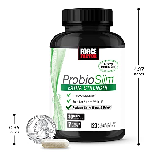 FORCE FACTOR ProbioSlim Extra Strength Probiotic Supplement for Women and Men with 30 Billion CFUs for Weight Loss, Digestive Health Support, Bloating and Gas Relief, 120 Capsules