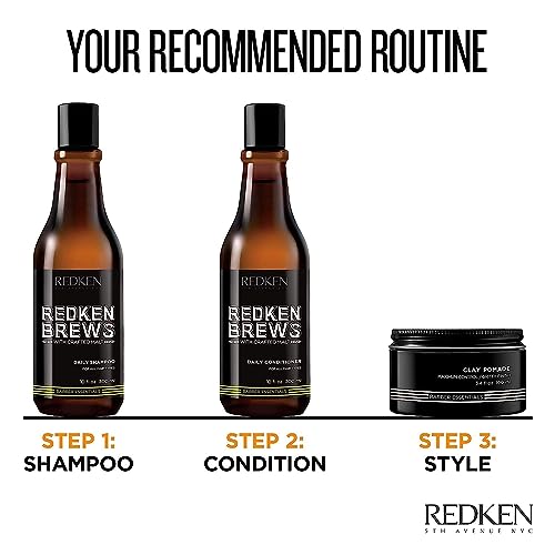 Redken Brews Daily Shampoo For Men, Lightweight Cleanser For All Hair Types, 33.8 Ounce