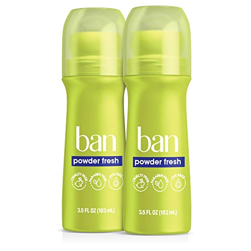 Ban Powder Fresh 24-hour Invisible Antiperspirant, Roll-on Deodorant for Women and Men, Underarm Wetness Protection, with Odor-fighting Ingredients, 3.5 Fl Oz (Pack of 4)