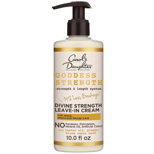 Carols Daughter Goddess Strength Leave In Conditioner Cream for Curly Hair – with Castor Oil, 10 fl oz