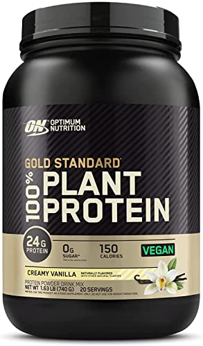 Optimum Nutrition Gold Standard 100% Plant Based Protein Powder, Gluten Free, Vegan Protein for Muscle Support and Recovery with Amino Acids - Rich Chocolate Fudge, 20 Servings