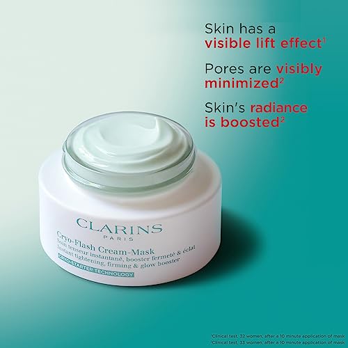 Clarins NEW Cryo-Flash Face Mask | Visible Lift Effect in 10 Minutes | Visibly Minimizes Pores | Boosts Radiance | Pro Like Results | All Skin Types | 2.5 Fluid Ounces