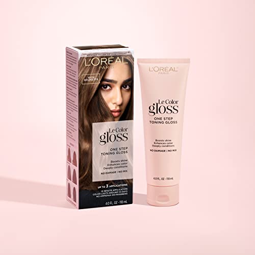 L’Oréal Paris Le Color Gloss One Step Toning Gloss, In-Shower Hair Toner with Deep Conditioning Treatment Formula for Gray Hair, Silver White, 1 Kit, 32.626 cubic_inches