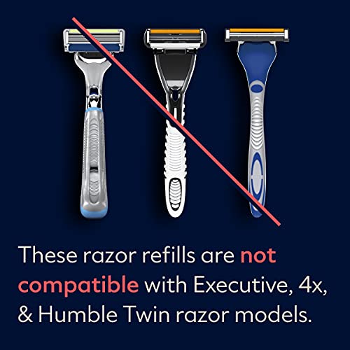 Dollar Shave Club - Shaving Kit with Diamond Grip Razor Handle, 4-Blade Blade Refills, & Blade Cover, Easy to Grip Handle, Shaving Starter Set, Great for Travel, Blue