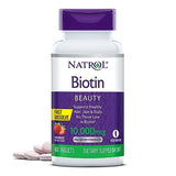 Natrol Beauty Biotin 10000mcg, Dietary Supplement for Healthy Hair, Skin, Nails and Energy Metabolism, 60 Strawberry-Flavored Fast Dissolve Tablets, 60 Day Supply